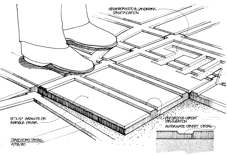 Sketch of feet standing over a map on the ground.