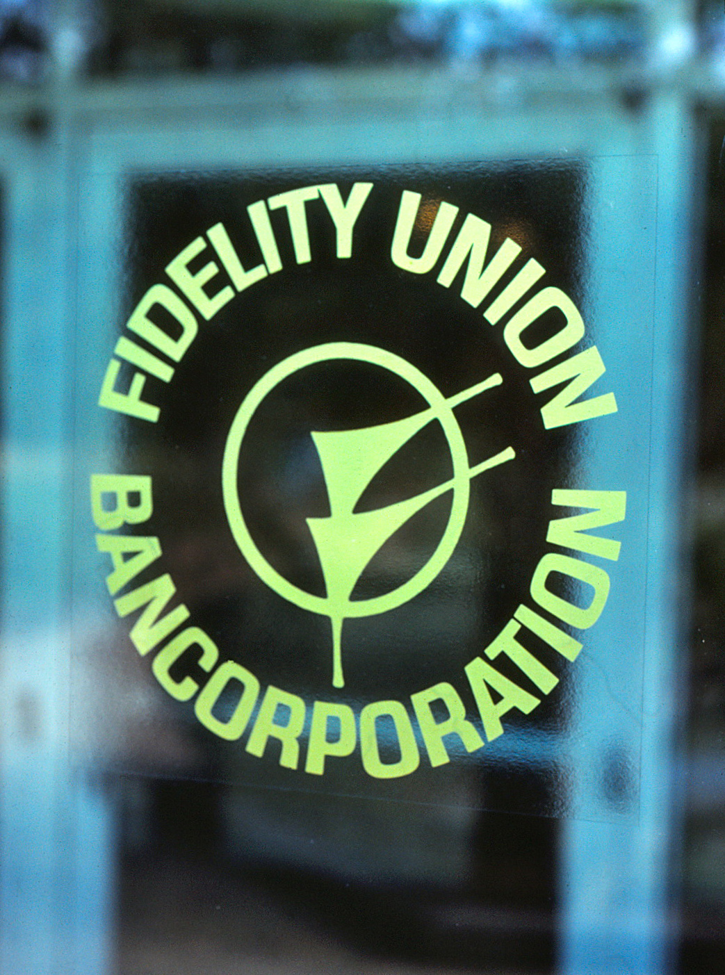 Photo of the old Fidelity Union Bancorporation logo and circular text around it.
