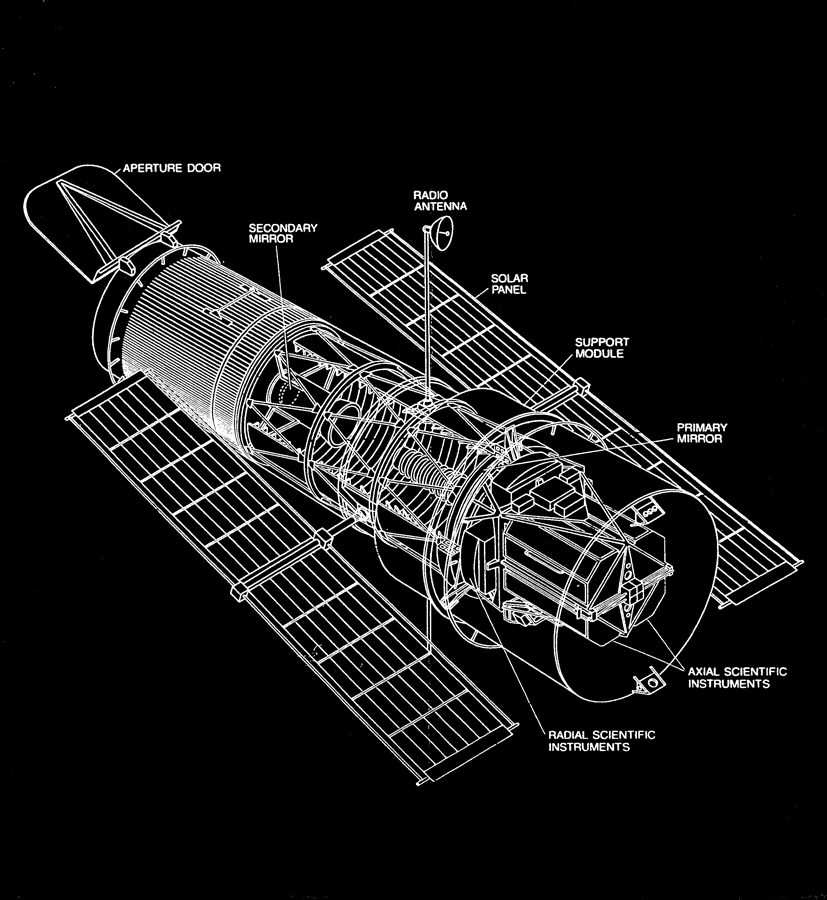Drawing of Hubble
         Telescope produced by NASA