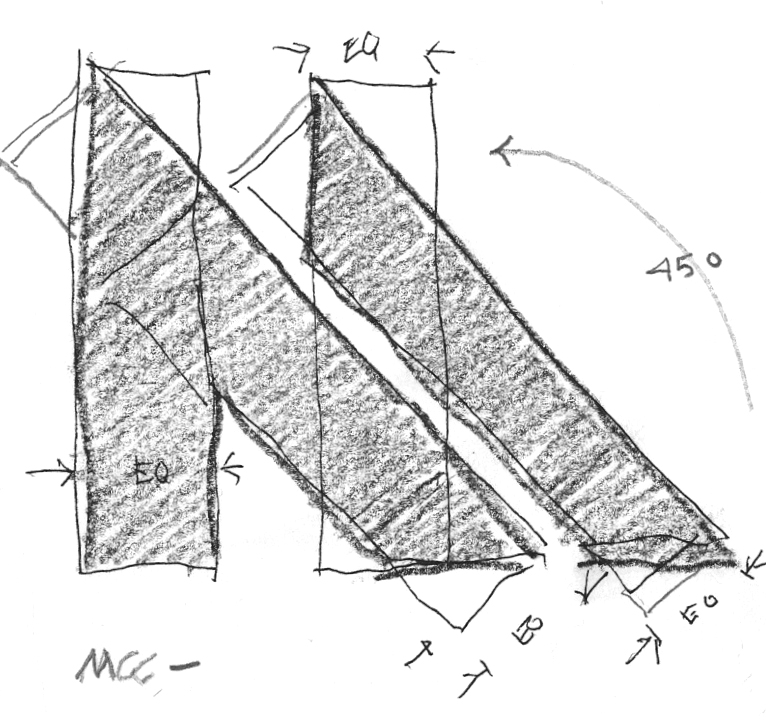 Original hand sketch of the logo in pencil.