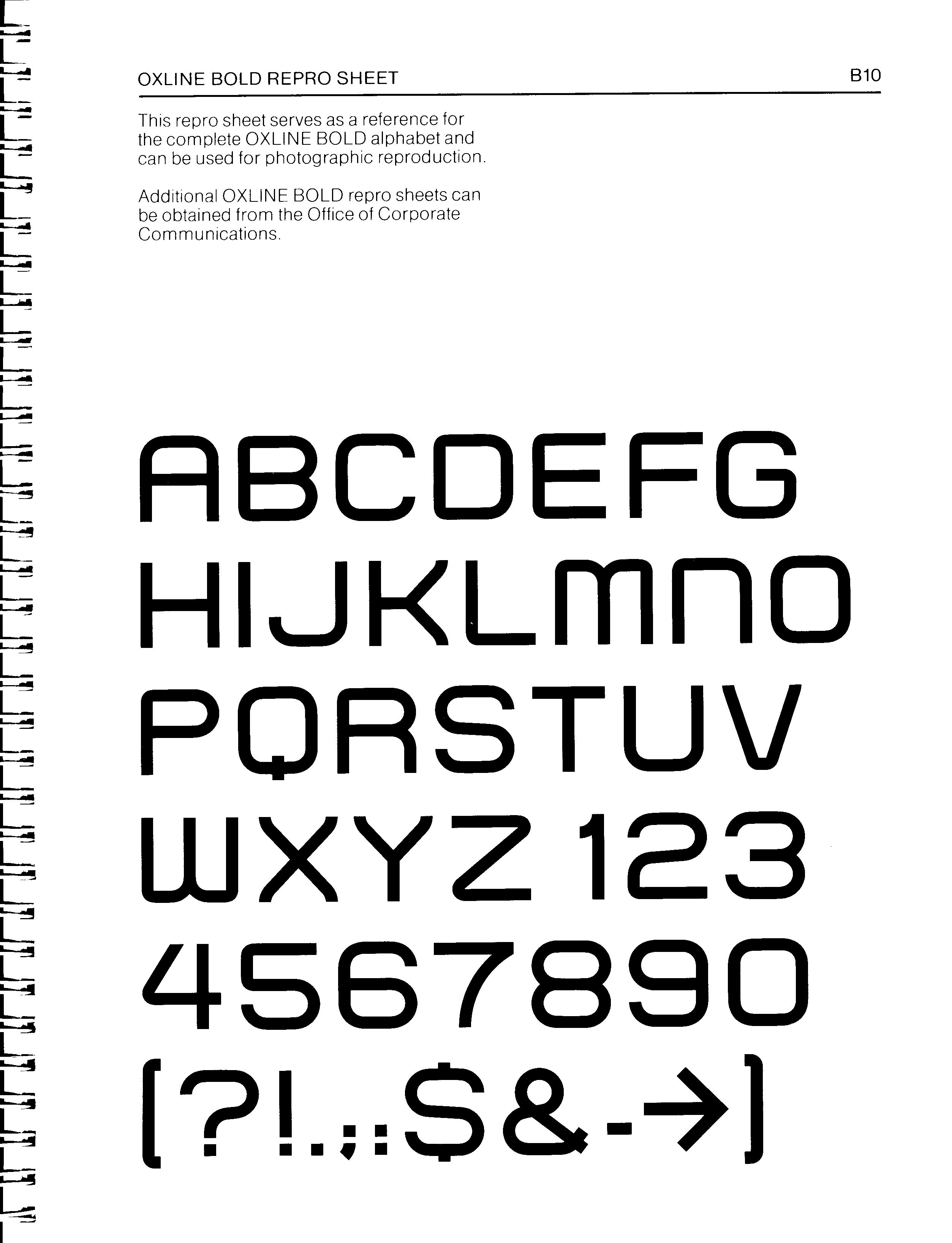 Oxford typeface alphabet, numbers and symbols in bold.