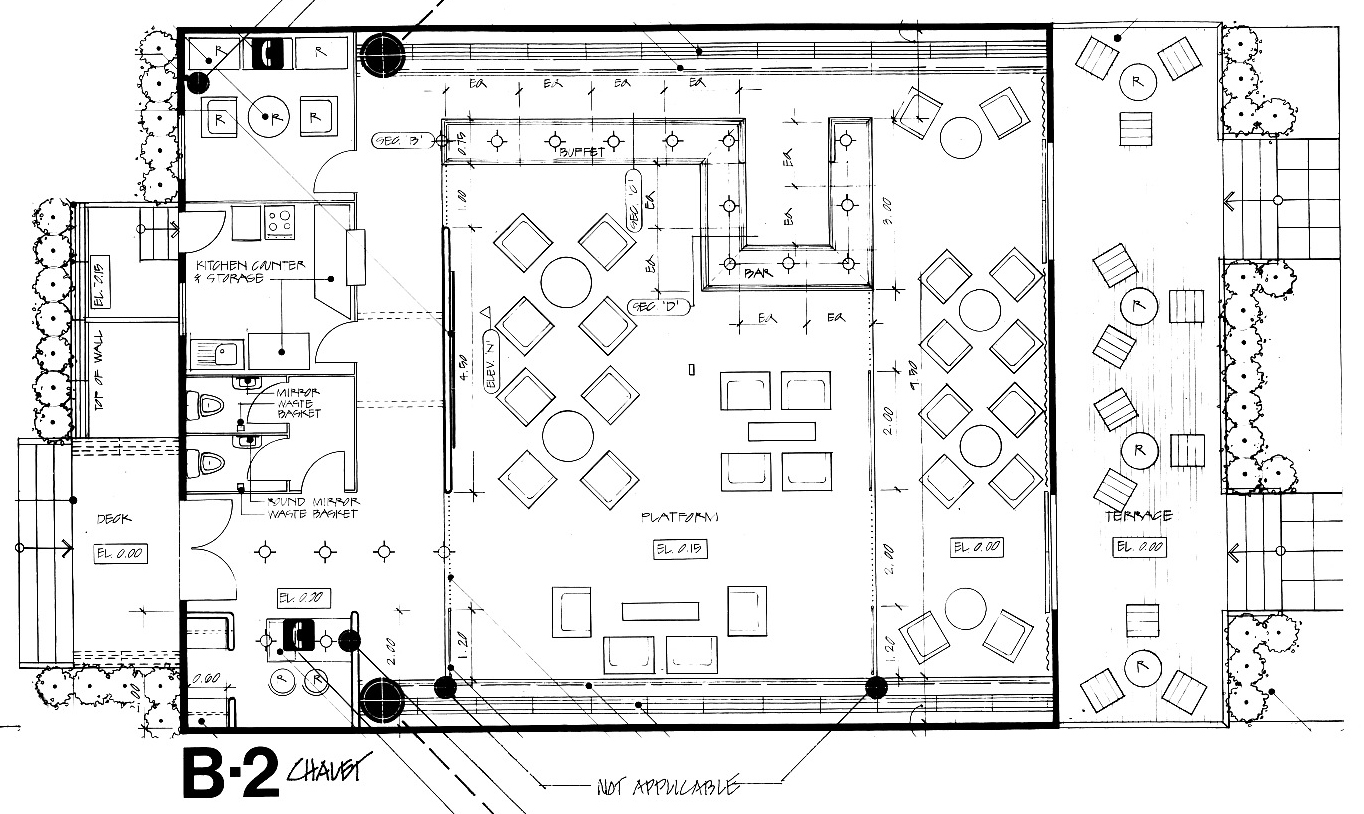 Floor diagram of chalet plan.