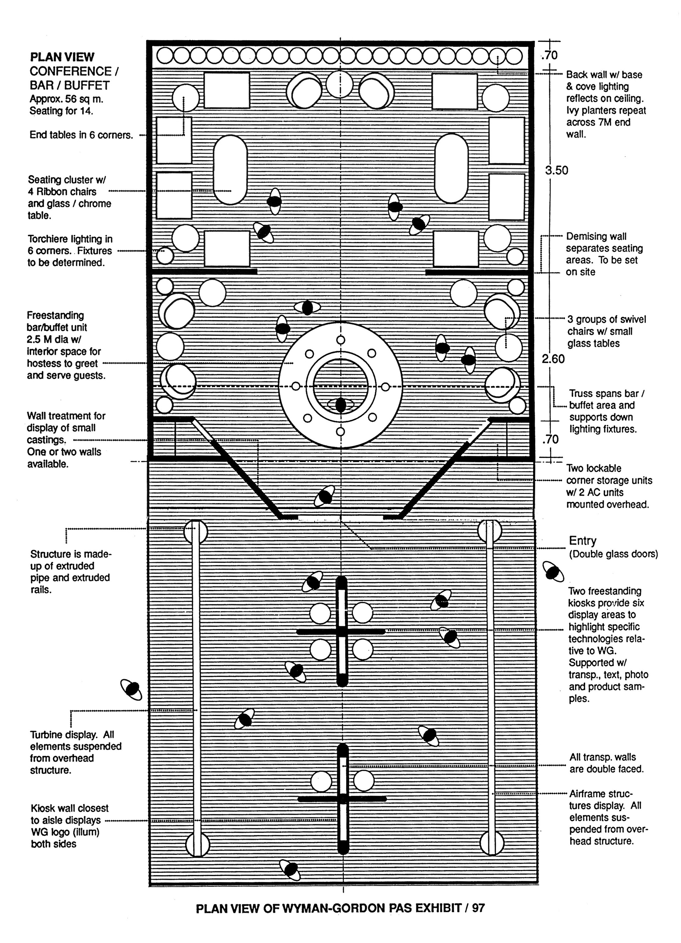 The original exhibit plan drawing for the 1997 Paris Air Show.